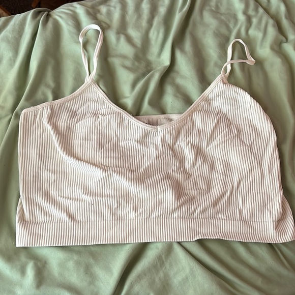 White/cream ribbed cropped tank top - Picture 1 of 1